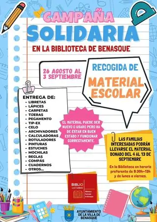 Recogida de material escolar en la Biblioteca de Benasque | enBenas.com